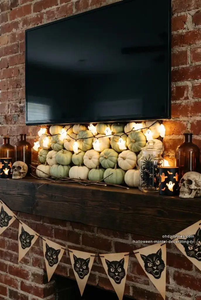 14 Halloween Mantel Decorating Ideas That Make the TV Fit In