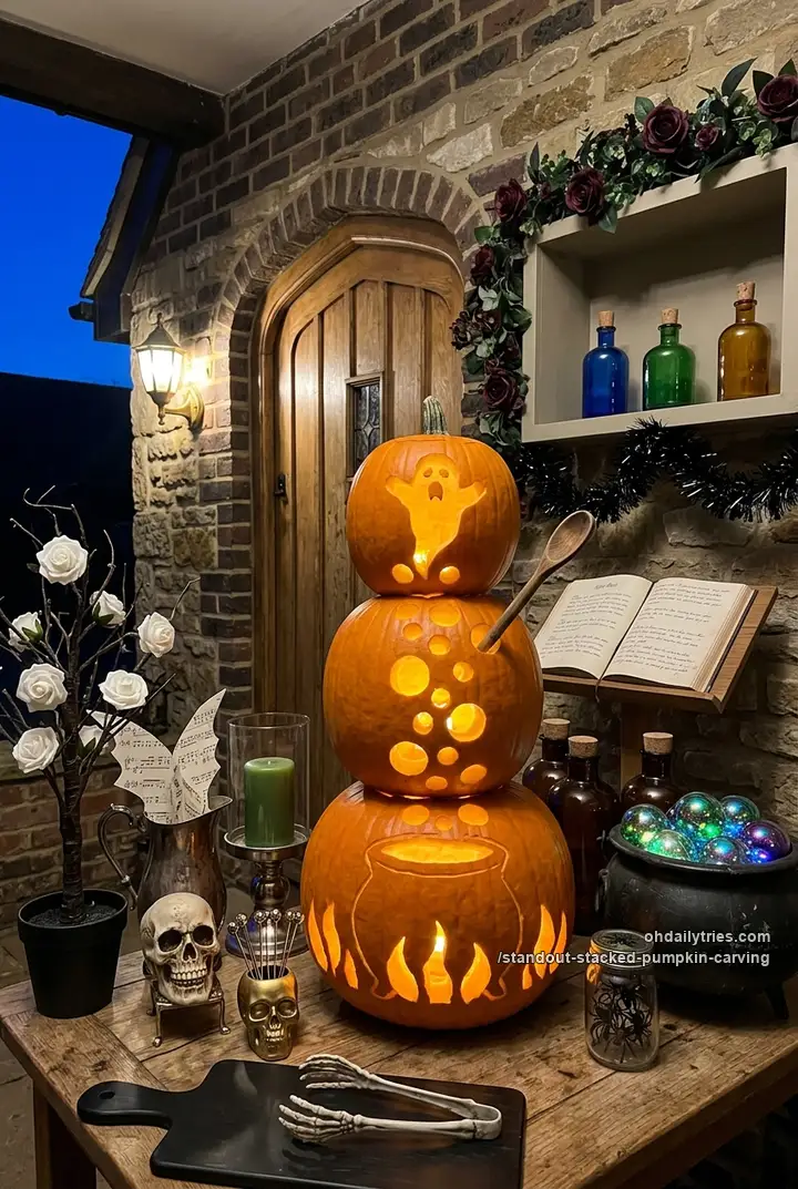 10 Stacked Pumpkin Carving Ideas for a Standout Porch